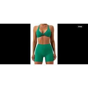 Workout Sets for Women 2 Piece Twist Front Halter Sports Bras High Waist Sz M